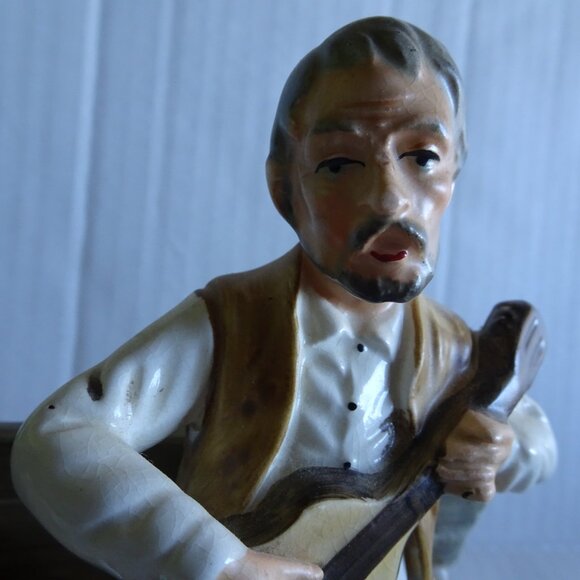 Music Figure - Beggar with his Dog - Vintage Sankyo - Japan- Porcelain - Picture 4 of 8